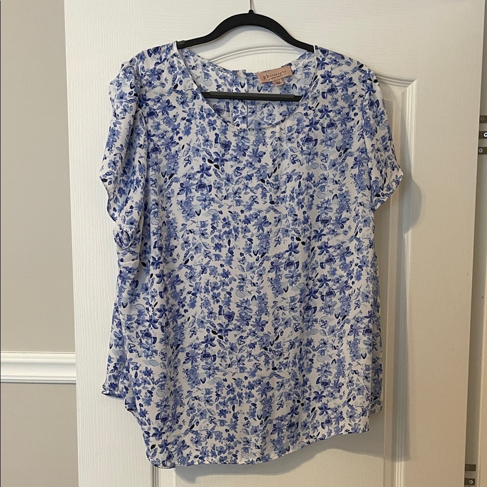 Philosophy Blue and White Floral Blouse